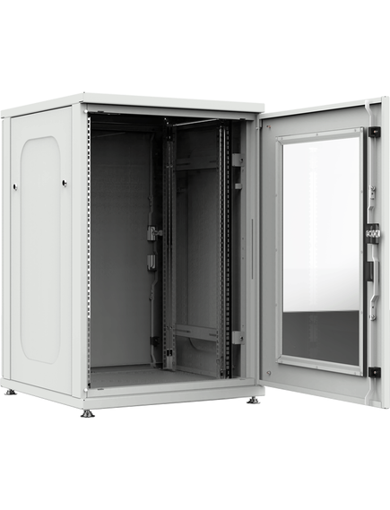 Шкаф телекоммуникационный напольный ШТНП-22U-600-1000-СМ-RAL7035, изображение 2 Шкаф телекоммуникационный напольный ШТНП-22U-600-1000-СМ-RAL7035, изображение 2